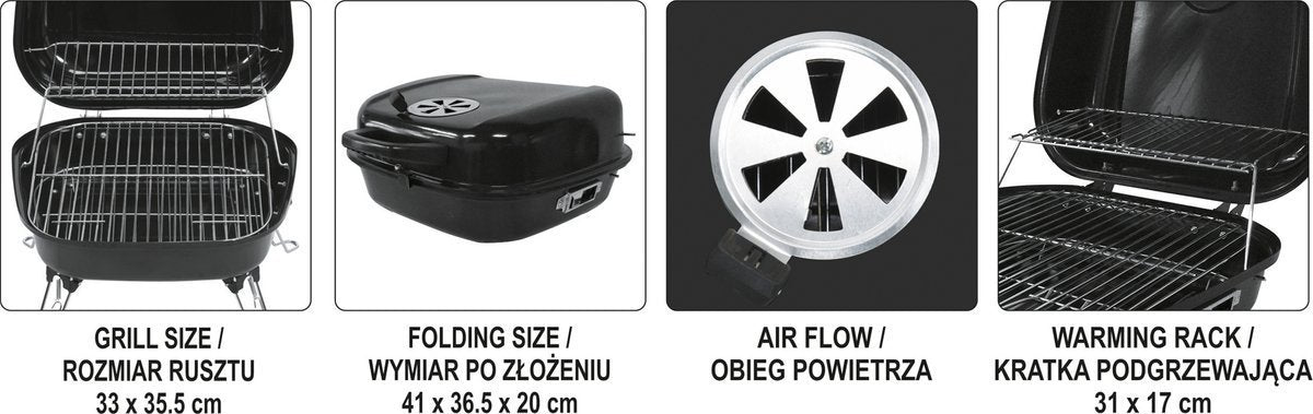 PORTABLE CHARCOAL GRILL 33 X 35,5CM (99483)