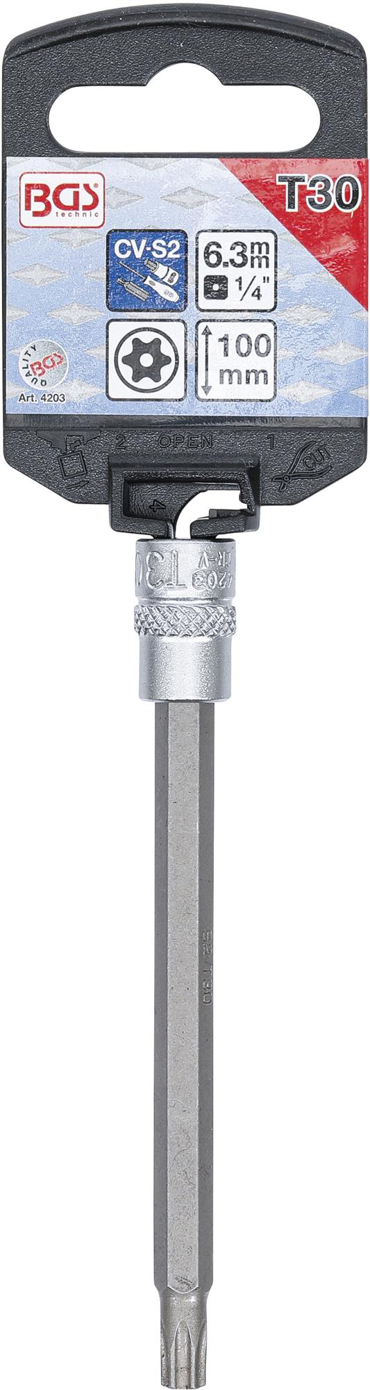 BIT SOCKET | LENGTH 100 MM | 6.3 MM (1/4") DRIVE | T-STAR TAMPERPROOF (FOR TORX) T30 (4203)