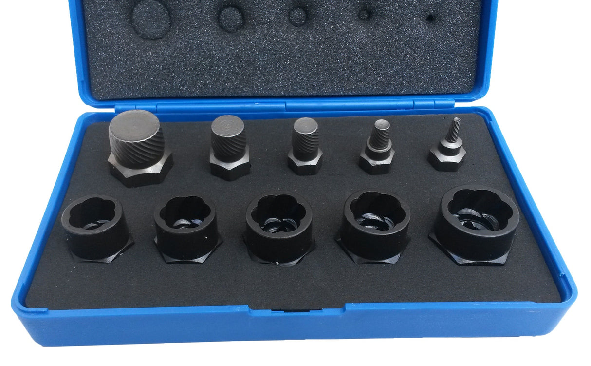 BOLT EXTRACTOR AND SOCKET SET FOR DAMAGED BOLTS 10 PCS. (5267BS)