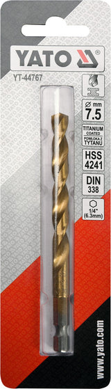 METAL DRILL WITH HEX SHANK 7,5MM TITAN (YT-44767)