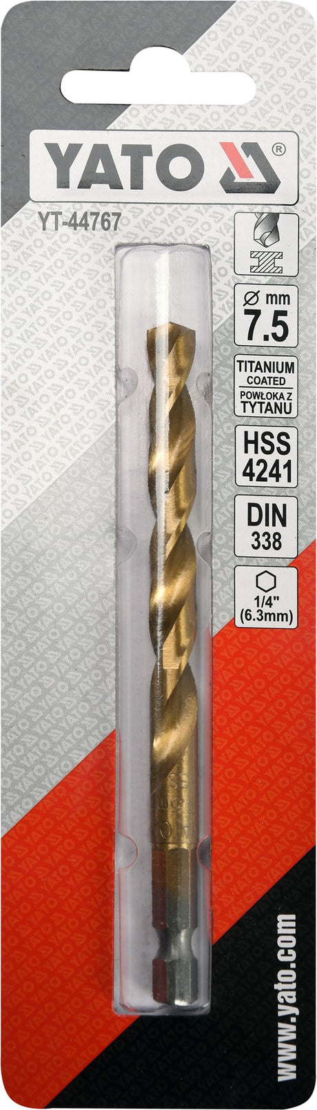 Poranterä metallille kuusiokolo 6,3 mm (1/4") kärjellä HSS-TiN | 7,5 mm (YT-44767)