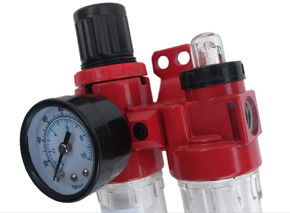 MOISTURE SEPARATOR, REGULATOR WITH PRESSURE GAUGE AND OILER, 1/4" (LG-22)