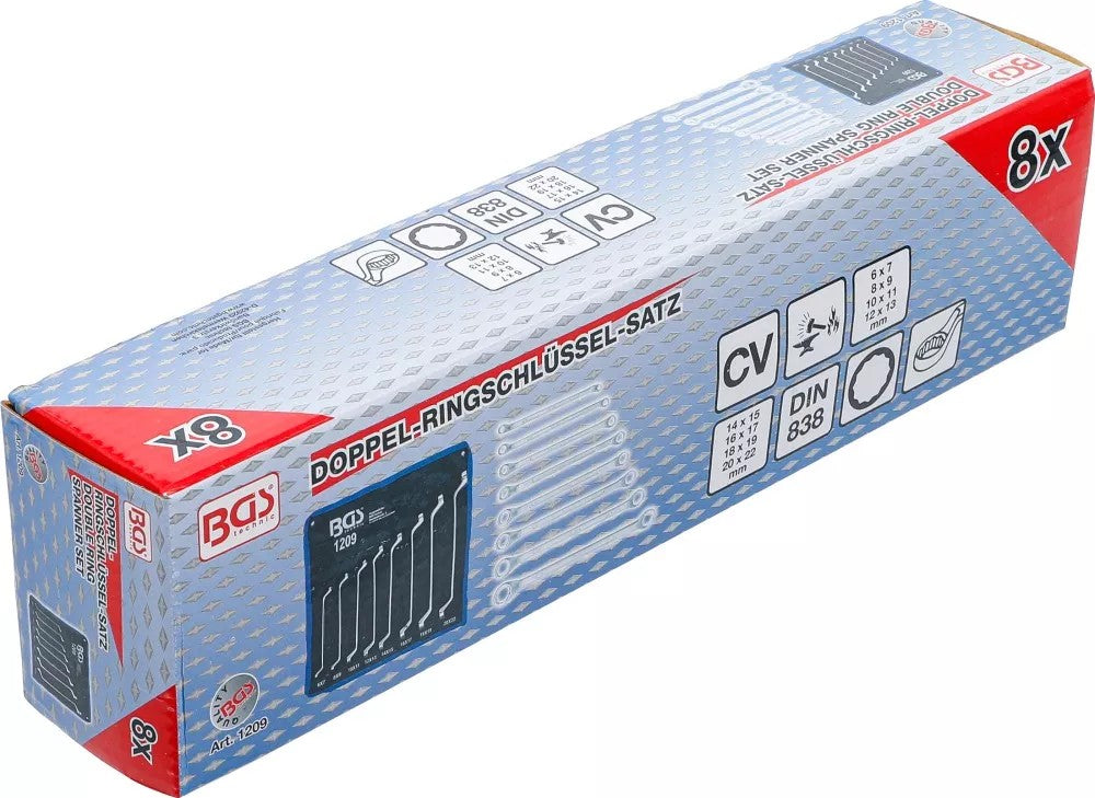 DOUBLE RING SPANNER SET | OFFSET | 6 X 7 - 20 X 22 MM | 8 PCS. (1209)