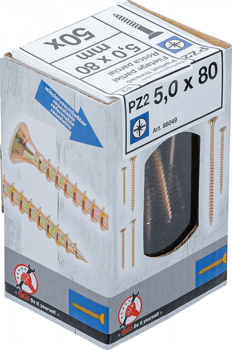 MULTI-PURPOSE SCREWS | CROSS SLOT PZ2 | 5.0 X 80 MM | 50 PCS. (88049)