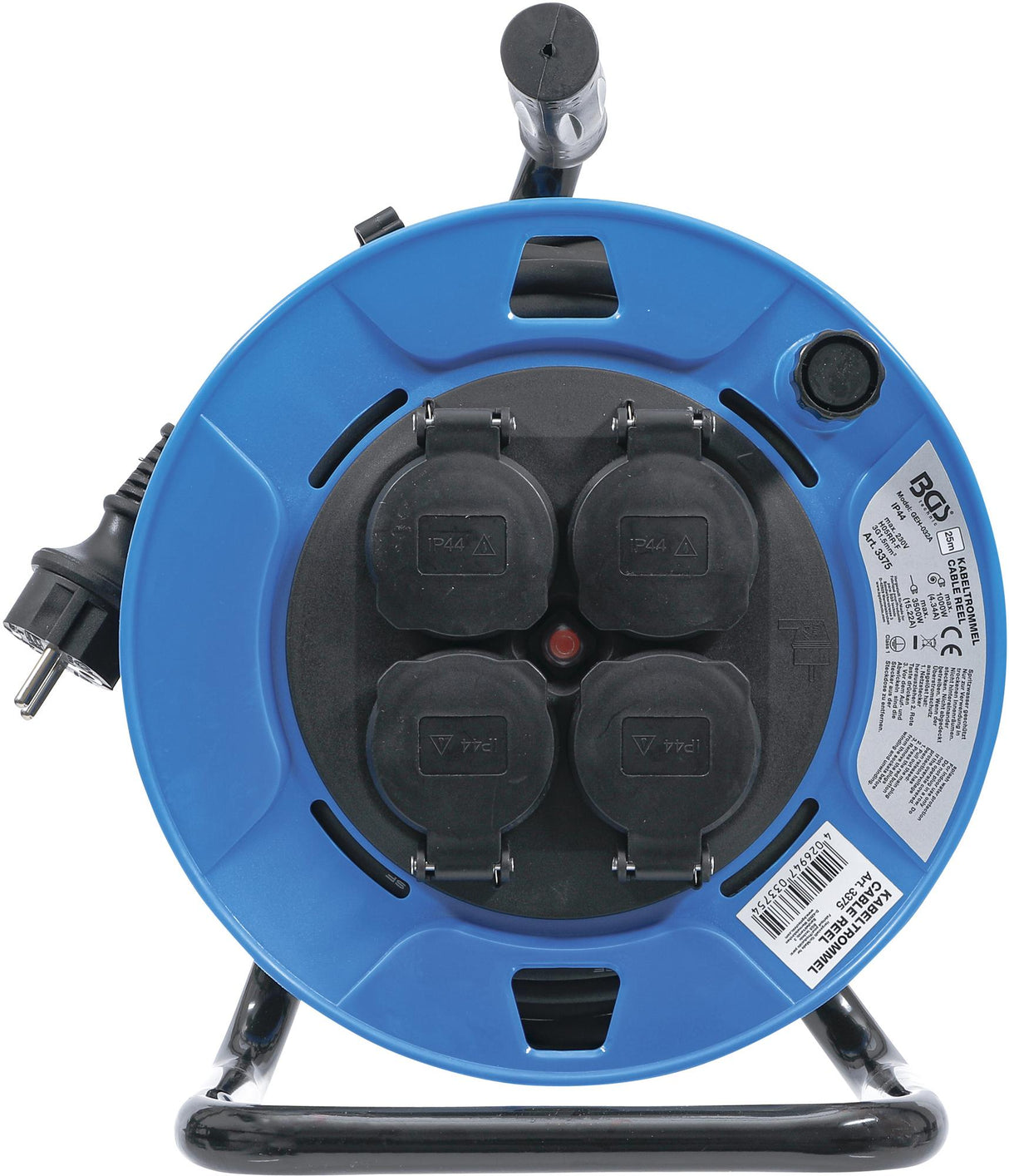 CABLE REEL | 25 M | 3 X 1.5 MM² | 4 SOCKET OUTLETS WITH SEALING CAP | IP 44 | 3500 W (3375)