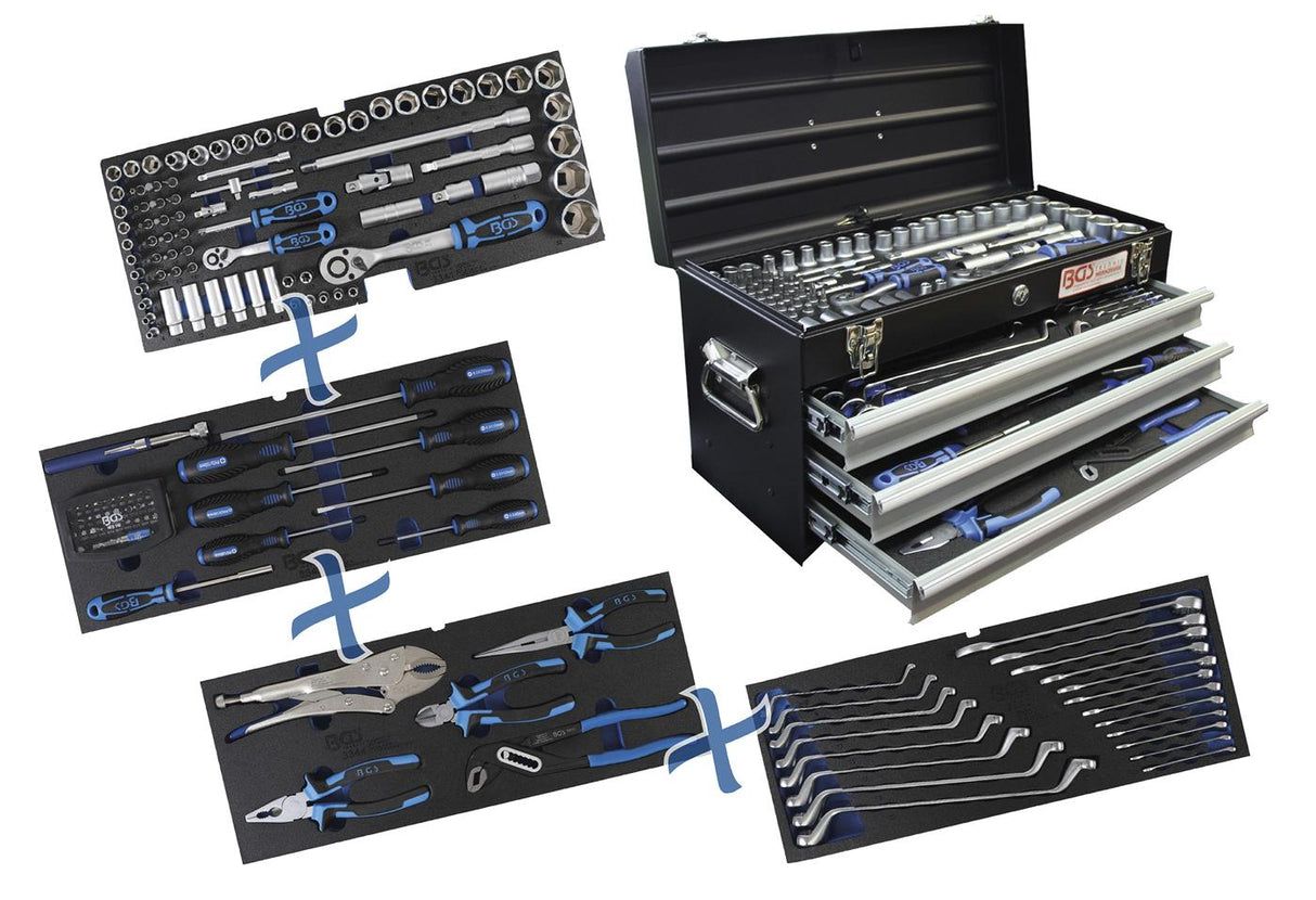 METAL WORKSHOP TOOL CASE | 3 DRAWERS | WITH 143 TOOLS (3318)