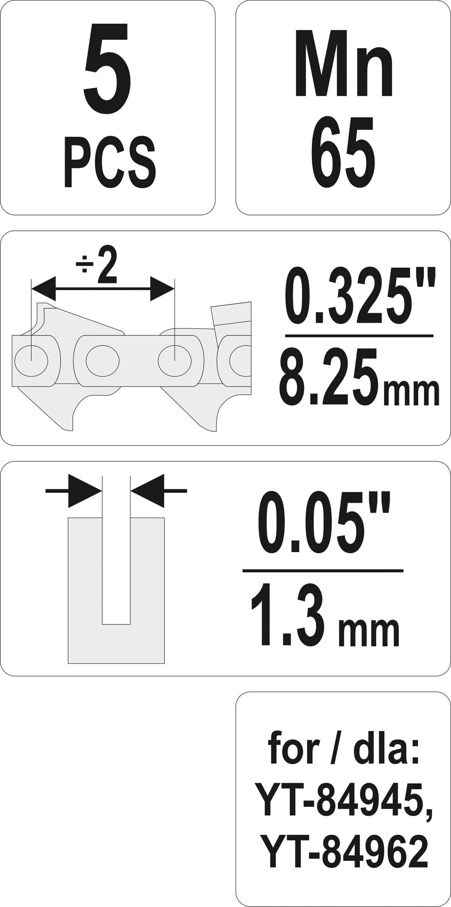 LINKS FOR CHAIN 0,325" 0,05 SET 5PCS (YT-84976)