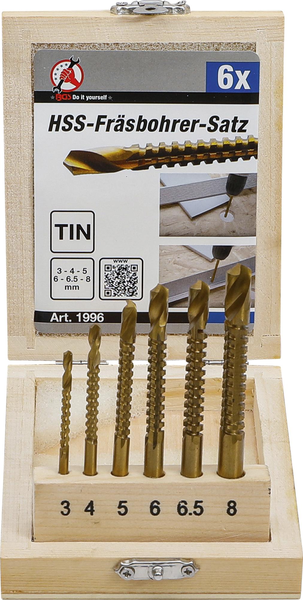 HSS MILLING DRILL SET | TITANIUM COATED | 3 - 8 MM | 6 PCS. (1996)