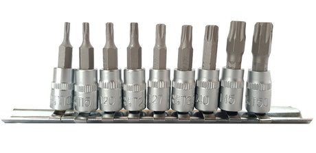 PRESSED BIT SET | 6.3 MM (1/4") | T-STAR (TORX) T10 - T50 | 9 PCS. (KR144010)