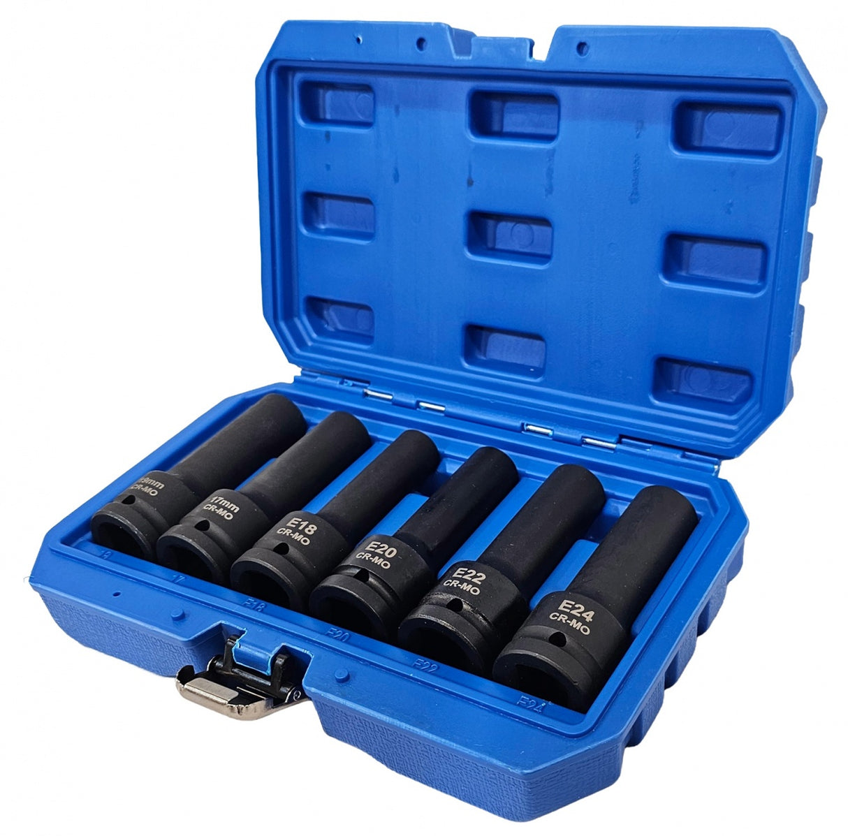 LONG IMPACT SOCKET SET E-TYPE AND TWELVE-POINT | 20 MM (3/4") | 6 PCS. (SK3410)
