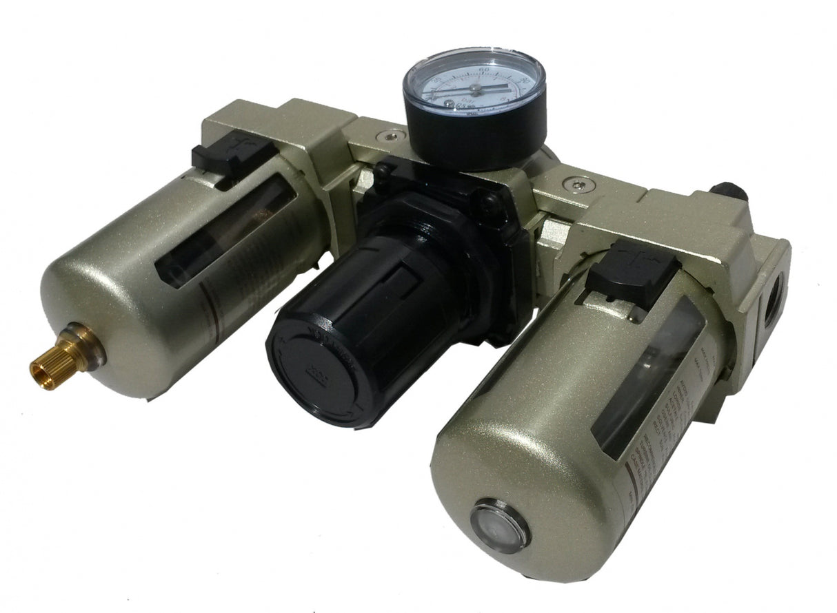 MOISTURE SEPARATOR, REGULATOR WITH PRESSURE GAUGE AND OILER 1/2", MAXI (LG-15)