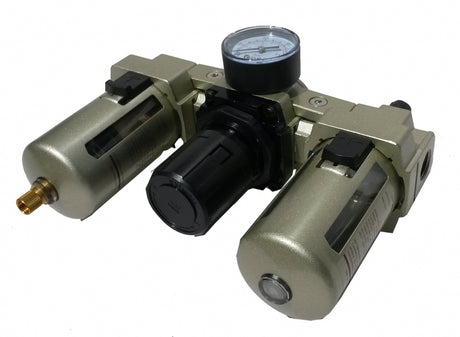 MOISTURE SEPARATOR, REGULATOR WITH PRESSURE GAUGE AND OILER 1/2", MAXI (LG-15)