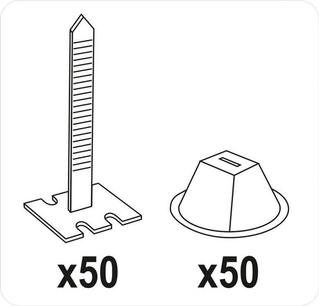 TILE LEVELING SYSTEM / STRIPS AND CUPS FOR TILE LEVELING | 50+50 PCS | 100 PCS. (04683)