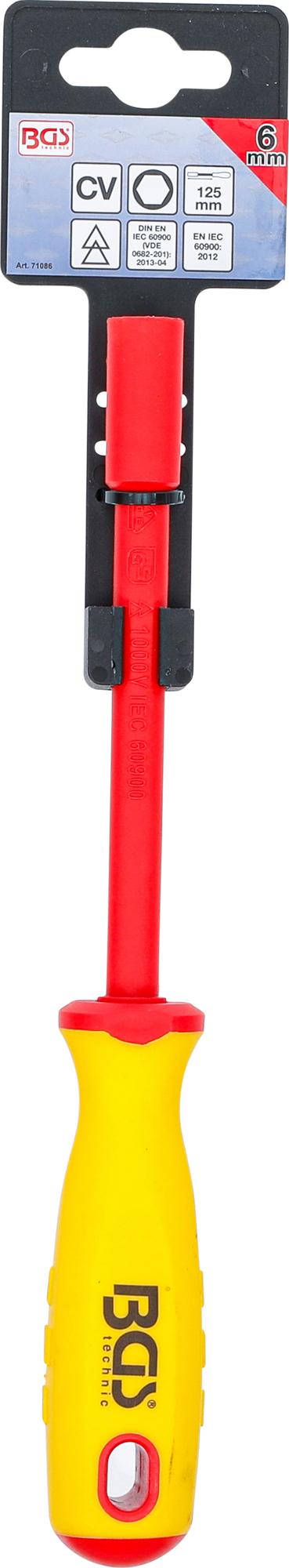 VDE SOCKET SCREWDRIVER | HEXAGON | 6 MM | BLADE LENGTH 125 MM (71086)