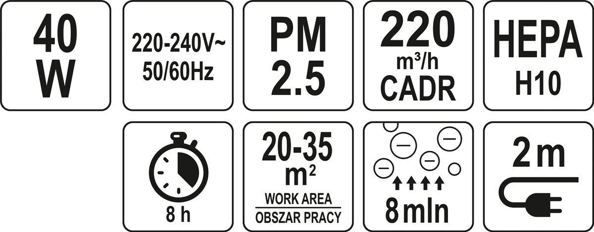 AIR PURIFIER 40W, 220M3/H (66930)