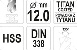 TWIST DRILL BIT HSS-TIN 12 MM (YT-44666)