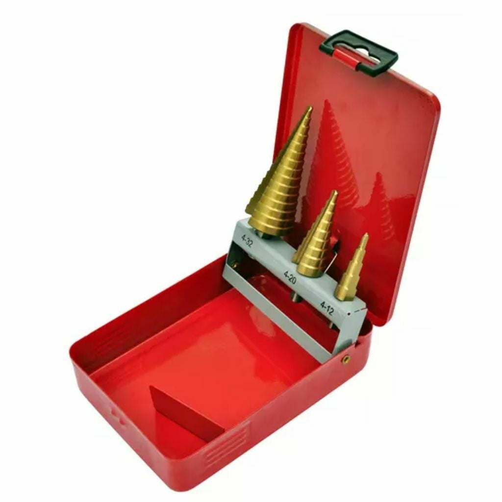 STEP DRILL BITS FOR HOLE ENLARGEMENT | METAL BOX | 4-32 MM | 3 PCS. (SK1631)