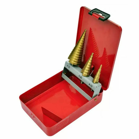 STEP DRILL BITS FOR HOLE ENLARGEMENT | METAL BOX | 4-32 MM | 3 PCS. (SK1631)
