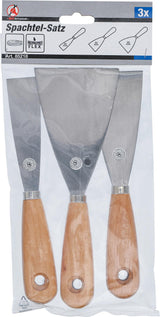 PUTTY KNIFE SET | WOODEN HANDLE | 30 / 50 / 80 MM | 3 PCS. (85218)