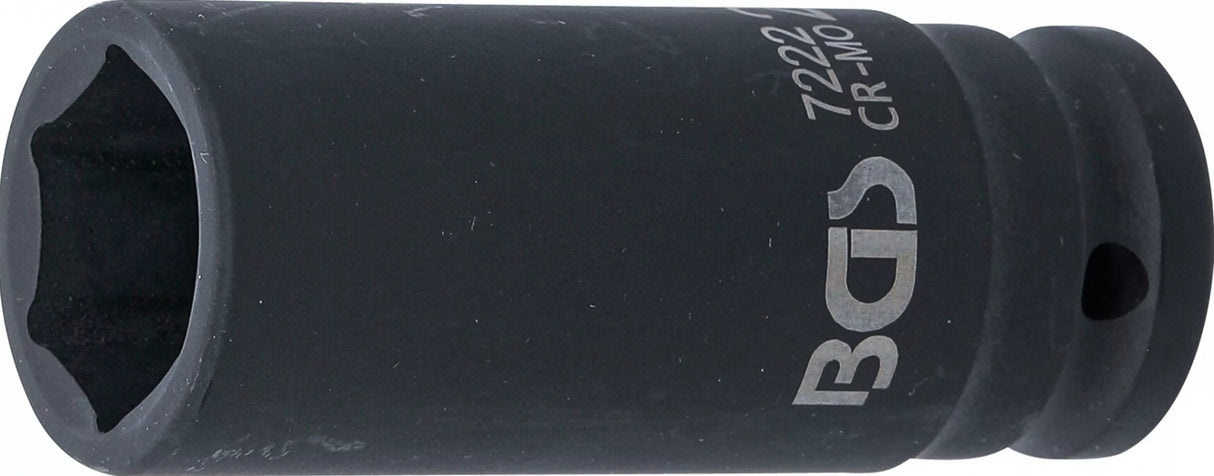 IMPACT SOCKET HEXAGON, DEEP | 12.5 MM (1/2") DRIVE | 22 MM (7222)