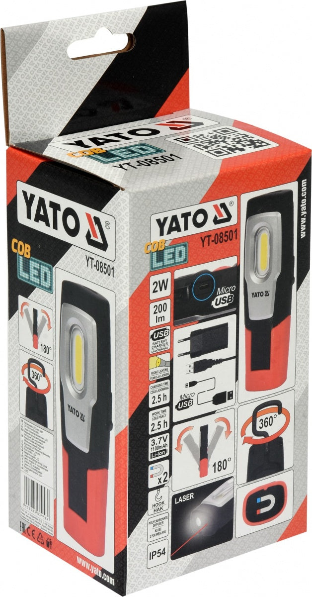 WORK LAMP RECHARGEABLE | 2W COB, 200LM + 80LM (YT-08501)