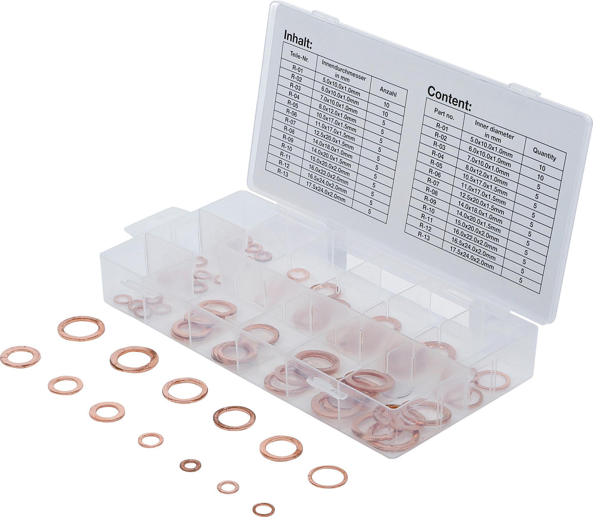 SEAL RING ASSORTMENT | COPPER | METRIC | FOR OIL DRAIN PLUGS | 75 PCS. (8132)