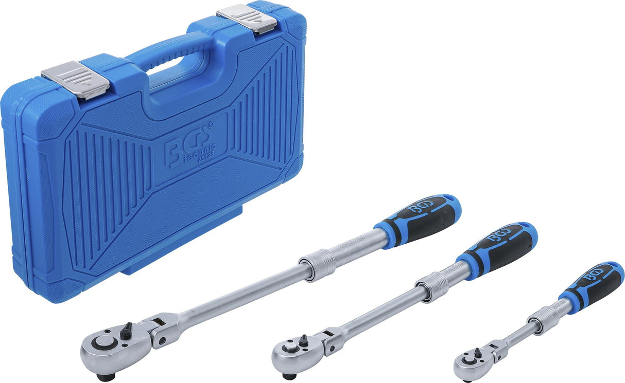 REVERSIBLE RATCHET SET | EXTENDABLE, BENDABLE | 6.3 MM (1/4") - 10 MM (3/8") - 12.5 MM (1/2") | 3 PCS. (25128)