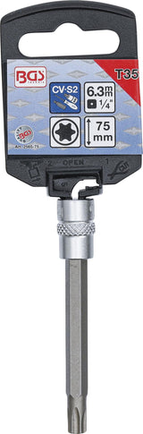 BIT SOCKET | LENGTH 75 MM | 6.3 MM (1/4") DRIVE | T-STAR (FOR TORX) T35 (2565-75)