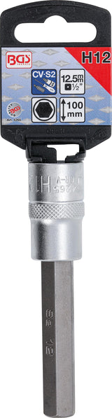 BIT SOCKET | LENGTH 100 MM | 12.5 MM (1/2") DRIVE | INTERNAL HEXAGON 12 MM (4265)
