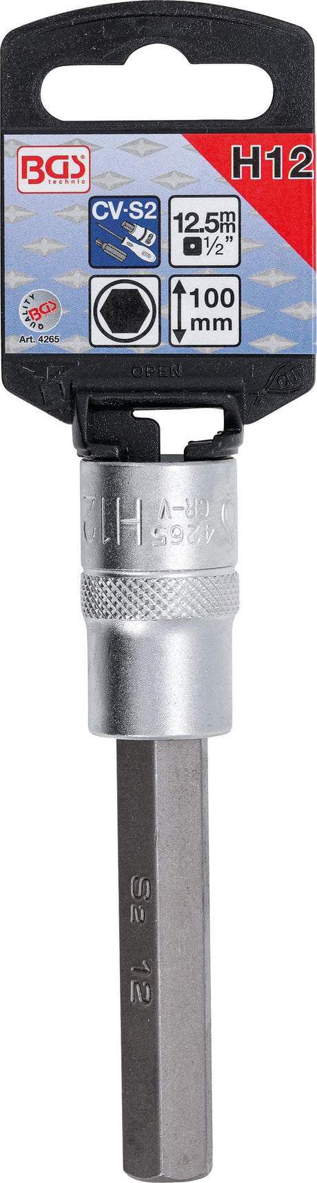 BIT SOCKET | LENGTH 100 MM | 12.5 MM (1/2") DRIVE | INTERNAL HEXAGON 12 MM (4265)