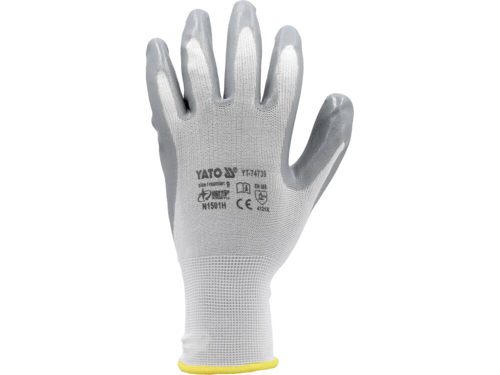WORKING GLOVES NYLON/NITR. WHITE S. 10 (YT-7474)