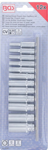 SOCKET SET, 12-POINT, DEEP | 6.3 MM (1/4") DRIVE | INCH SIZES | 12 PCS. (2757)
