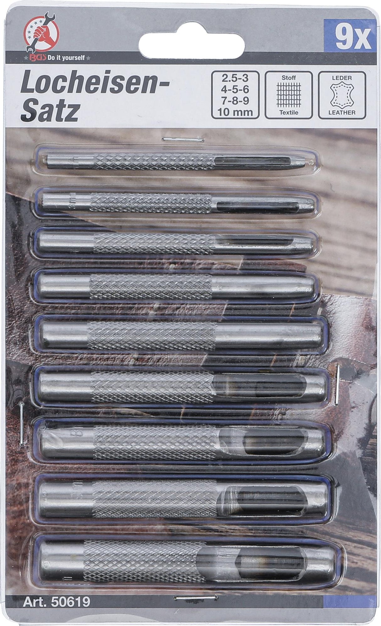 HOLLOW PUNCH SET | 2.5 - 10 MM | 9 PCS. (50619)