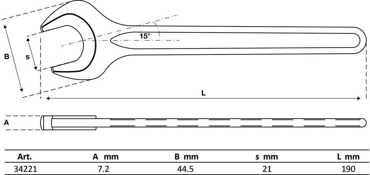 SINGLE OPEN END SPANNER | DIN 894 | 21 MM (34221)
