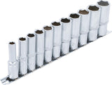 SOCKET SET, HEXAGON, DEEP | 10 MM (3/8") DRIVE | 8 - 19 MM | 11 PCS. (2222)