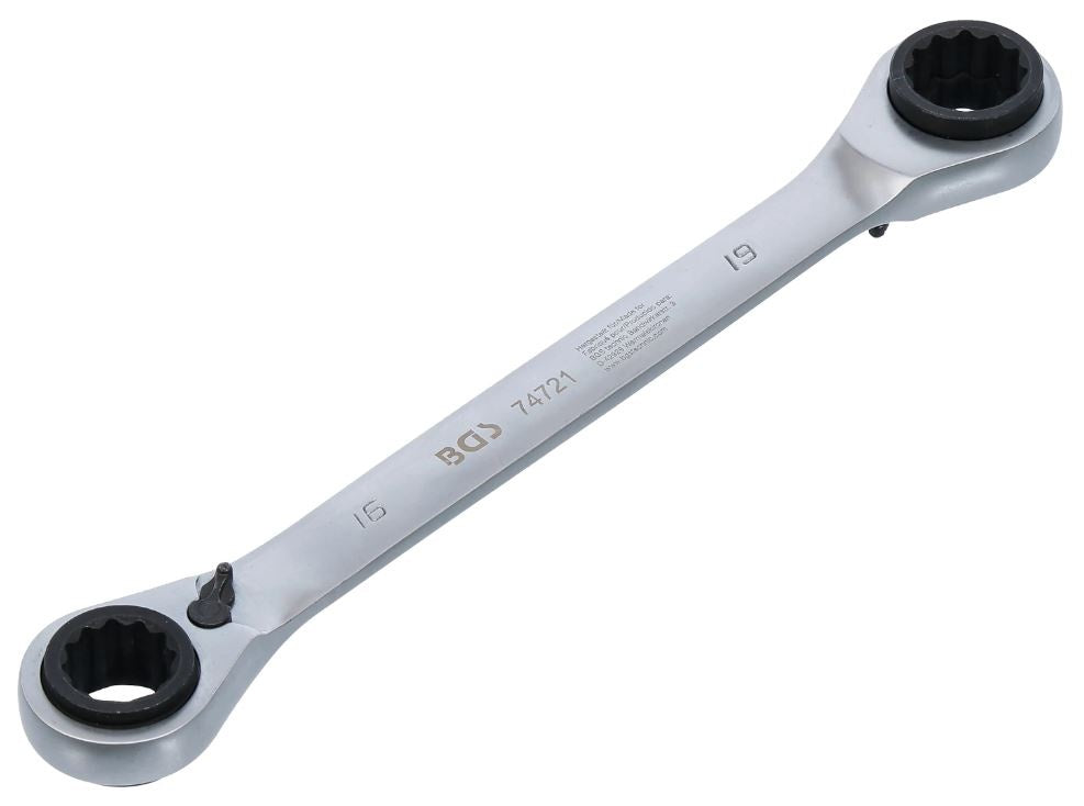 RATCHET RING WRENCH | DOUBLE-ENDED WITH REVERSIBLE RATCHET | 4-IN-1 | 16 X 17 - 18 X 19 MM (74721B)