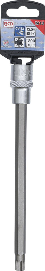 BIT SOCKET | LENGTH 200 MM | 12.5 MM (1/2") DRIVE | SPLINE (FOR XZN) | M10 (4335)