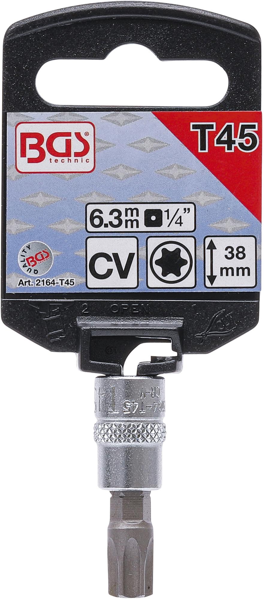 BIT SOCKET | 6.3 MM (1/4") DRIVE | T-STAR (FOR TORX) T45 (2164-T45)