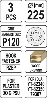 SAND PAPER FOR DRYWALL 225MM P120 (YT-83474)