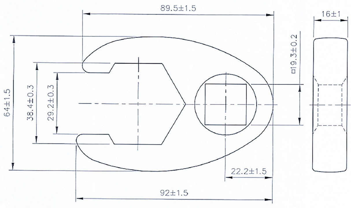 CROWFOOT SPANNER | 20 MM (3/4") DRIVE | 38 MM (1759-38)