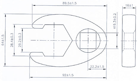 CROWFOOT SPANNER | 20 MM (3/4") DRIVE | 38 MM (1759-38)