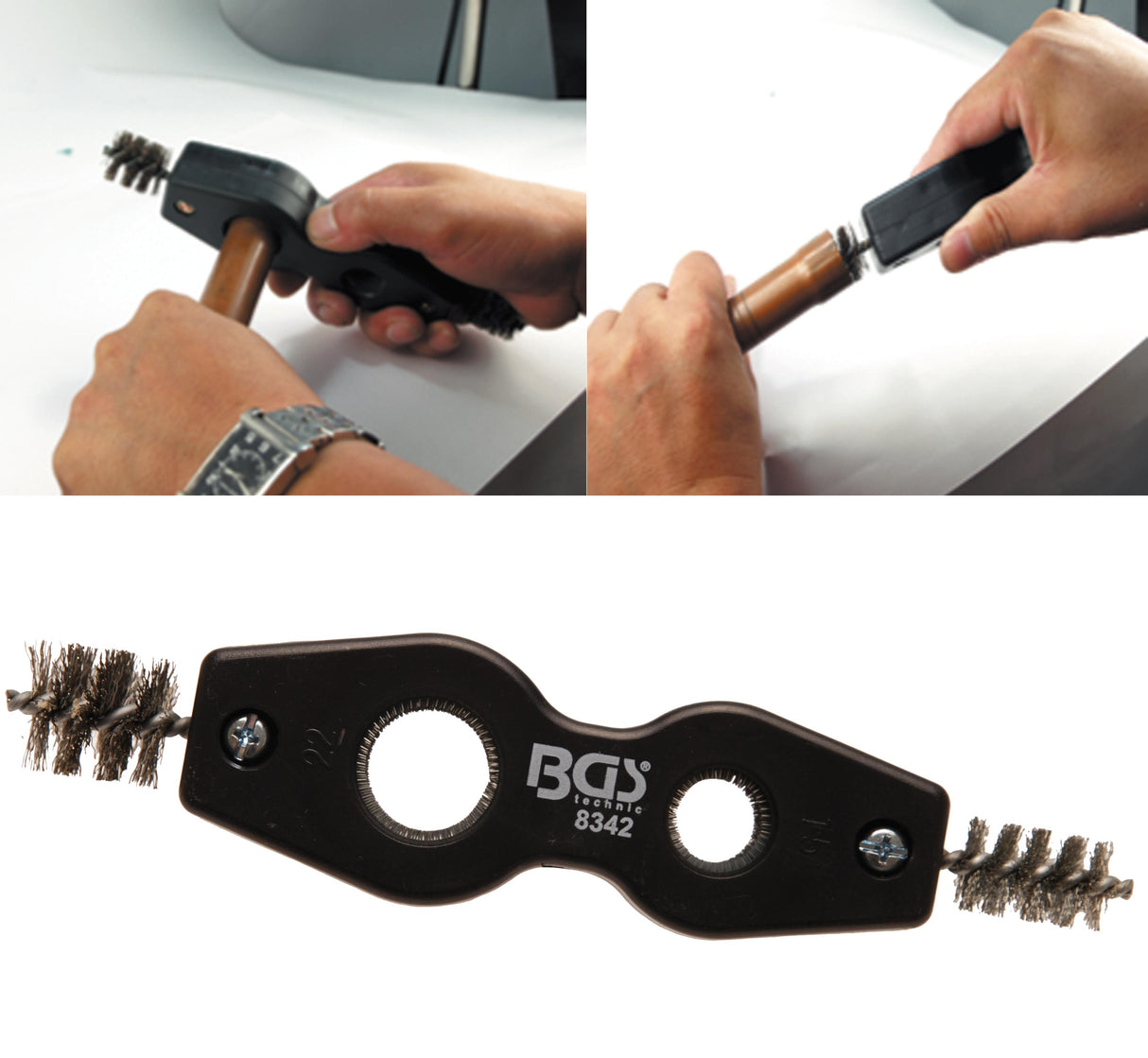INNER AND OUTER COPPER PIPE CLEANING BRUSH | "2-IN-1" (8342)