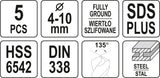 5PCS TWIST DRILL HSS6542 SDS PLUS SHANK (YT-40050)