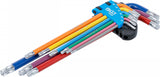 L-TYPE WRENCH SET | MULTICOLOUR | EXTRA LONG | T-STAR (FOR TORX) WITH BALL HEAD T10 - T50 | 9 PCS. (74468B)