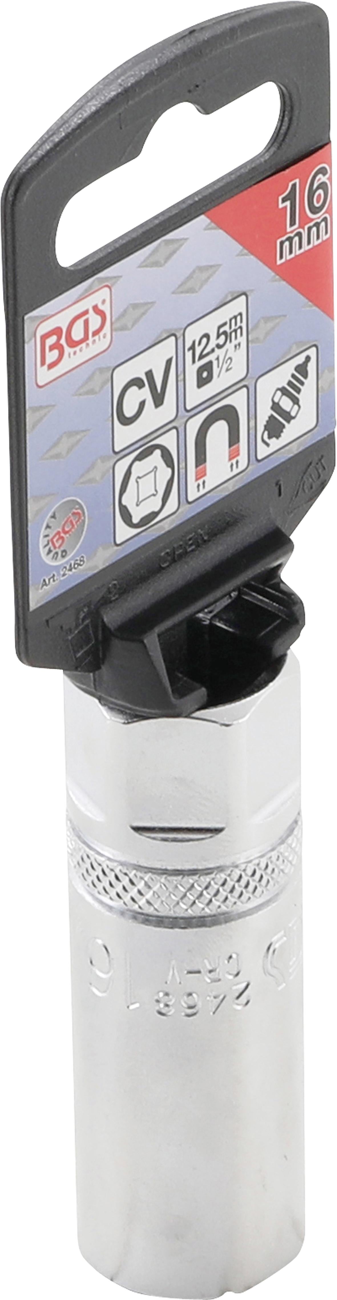 SPARK PLUG SOCKET WITH MAGNET, HEXAGON | 12.5 MM (1/2") DRIVE | 16 MM (2468)