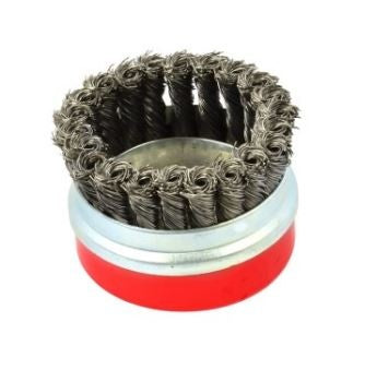 WIRE BRUSH POT TYPE | TWISTED / WITH RING | M14 | Ø 100 MM (ES740100R)