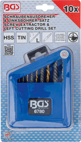 SCREW EXTRACTOR & LEFT CUTTING DRILL SET | HSS | TITANIUM NITRATED | 2 - 7.5 MM | 10 PCS. (6780)