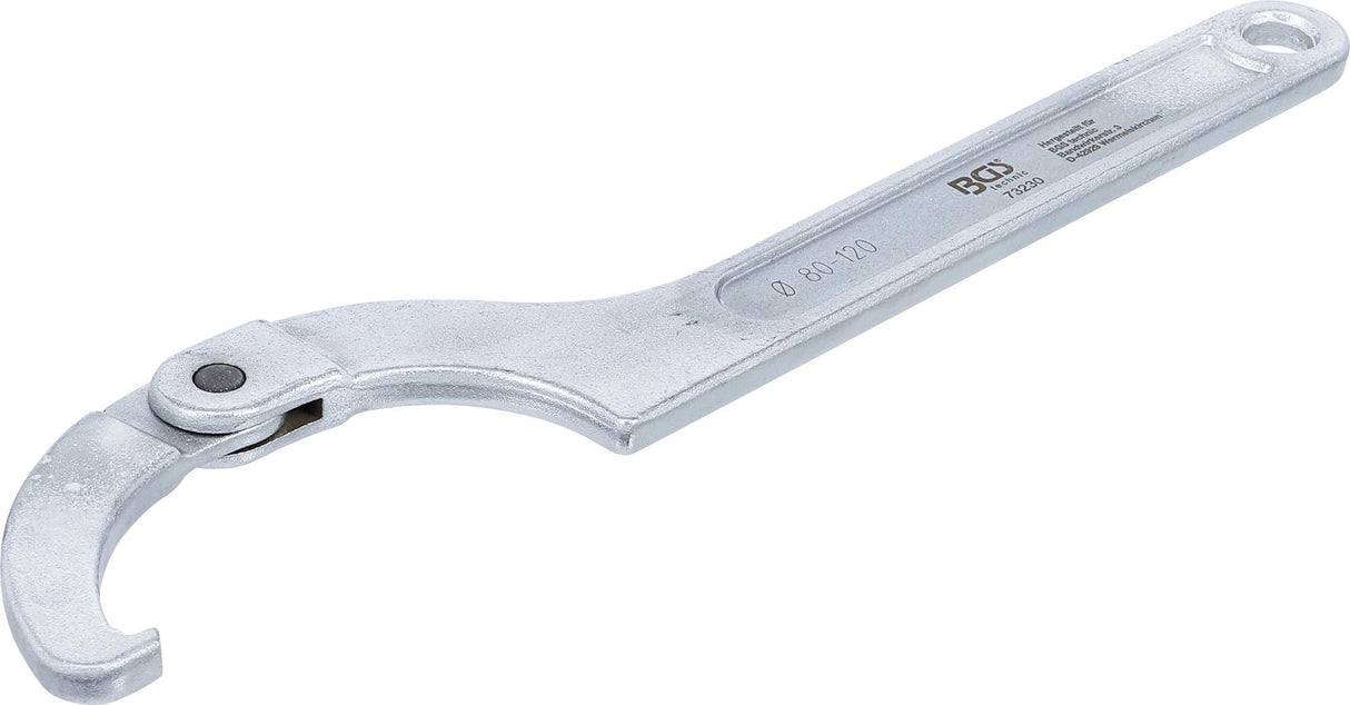 ADJUSTABLE HOOK WRENCH WITH NOSE | 80 - 120 MM (73230)