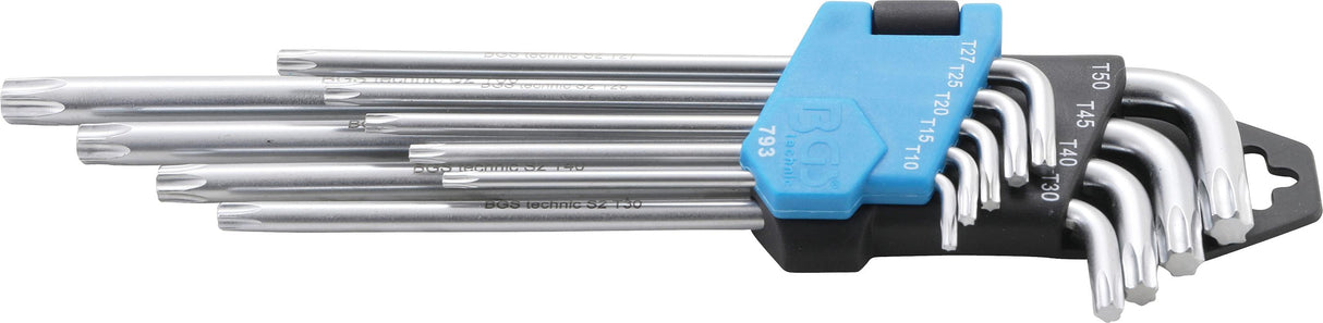 L-TYPE WRENCH SET | EXTRA LONG | T-STAR (FOR TORX) T10 - T50 | 9 PCS. (793)