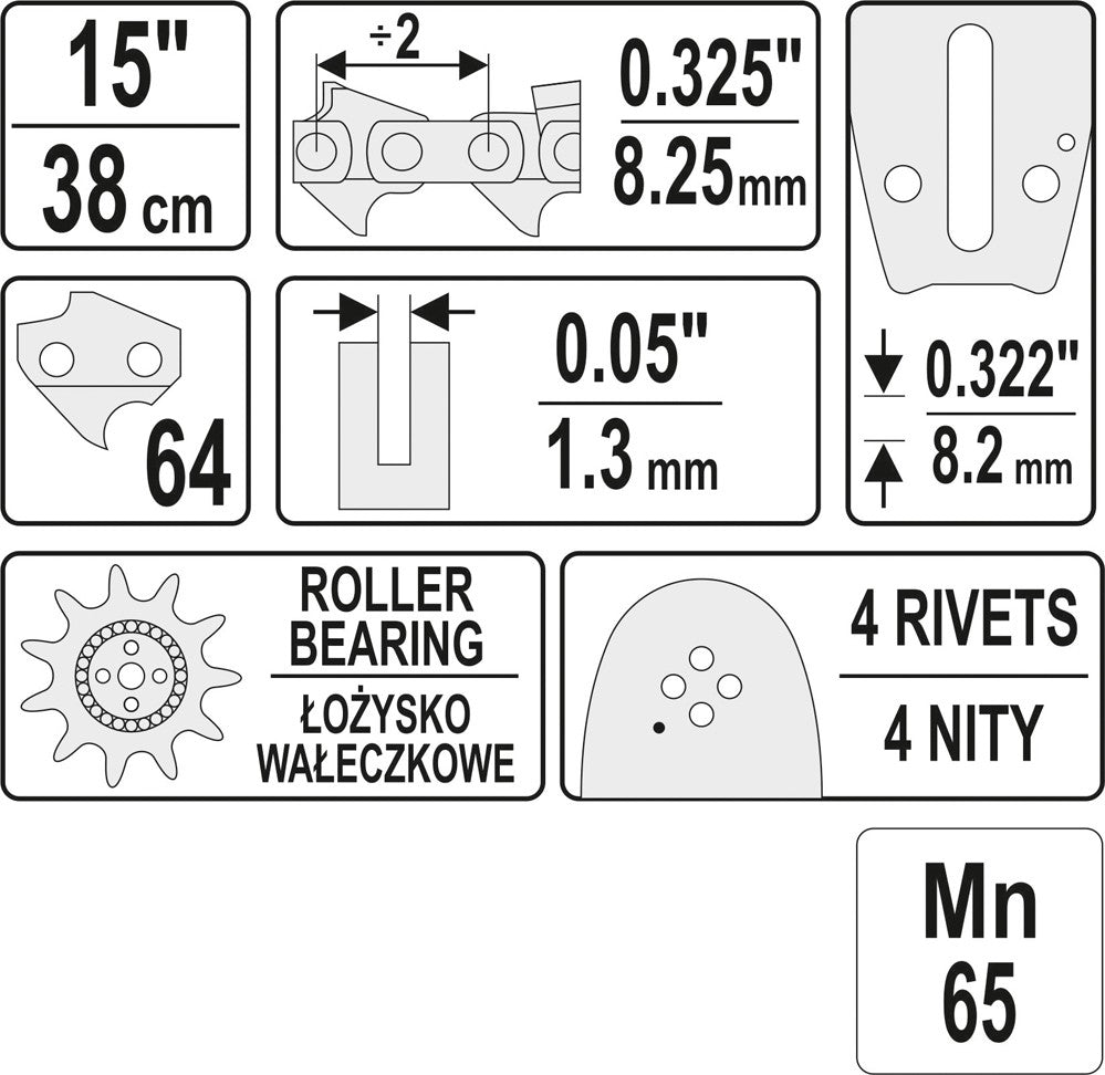 GUIDE BAR 15" 0,325U (YT-84933)